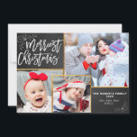 Rustiska skript, chalkboard collage christmas julkort<br><div class="desc">Fotokollage-design med vackra vita penselskript. Du kan ladda upp ett eget foto,  redigera text och andra funktioner</div>