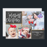 Rustiska skript, chalkboard collage christmas julkort<br><div class="desc">Fotokollage-design med vackra vita penselskript. Du kan ladda upp ett eget foto,  redigera text och andra funktioner</div>
