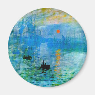 Rustiska Snyggten Blue Sunrise Boat Sjölandskap Magnet