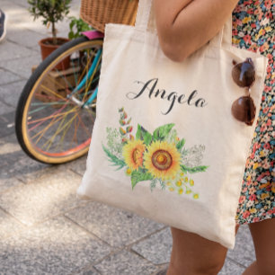 Rustiska solblommor Bröllop Bridesmaid Personlig Tygkasse