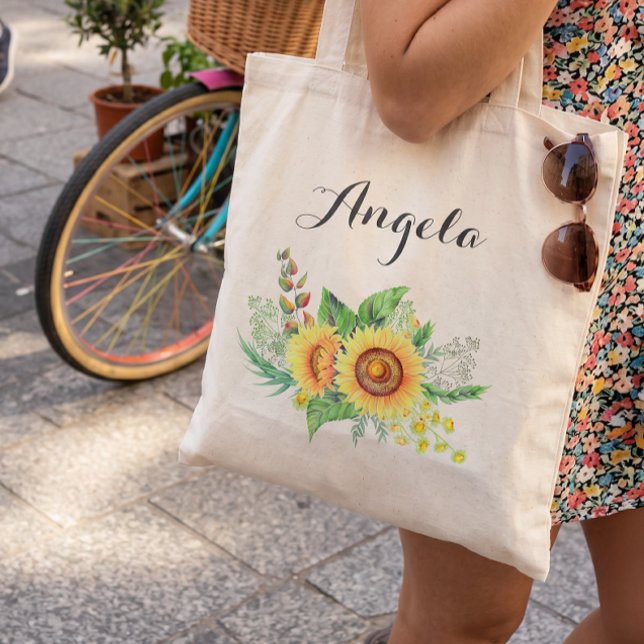 Rustiska solblommor Bröllop Bridesmaid Personlig Tygkasse (Skapare uppladdad)