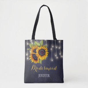 Rustiska solblommor chalkboard bröllop bridesmaid tygkasse