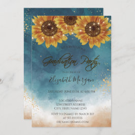 Rustiska solblommor,Ljus Studenten Inbjudningar