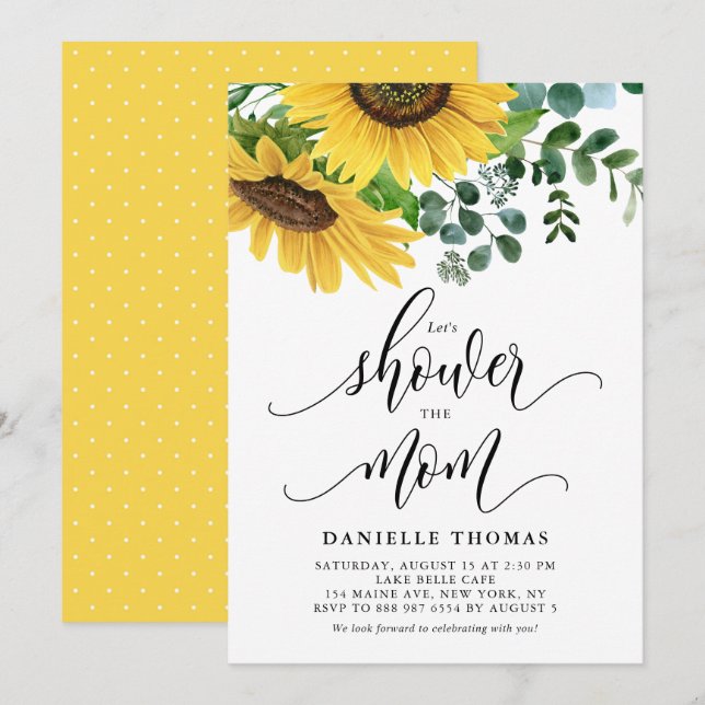 Rustiska solblommor och Eucalyptus Fall Baby Showe Inbjudningar (Fram/baksida)