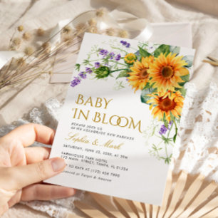 Rustiska solblommor och lavender Baby i Bloom Inbj Inbjudningar