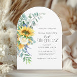 Rustiska solblommor och Ro Blommigt 60:e födelseda Inbjudningar<br><div class="desc">I charmeringen av Boho stil firar detta vackra födelsedagsfest inbjudan en 60-årsdag som milstolpe. Åldern kan vara personlig för vilken ålder som helst! Konstruktionen har ett skiftformat kort lagrar med en kareffri bukett av gult solblommor och vit ros med efterföljande eucalyptus greenery som kaskar längs den lämnat sidan av inbjudan....</div>