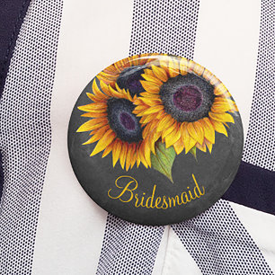 Rustiska solblommor, schalkboard bridesmaid knapp