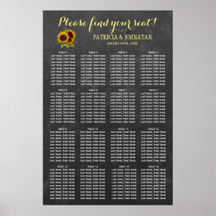 Rustiska solblommor, sitsort bröllop poster