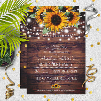 Rustiska solblommor|Twinkle Ljus Pension Party Inbjudningar