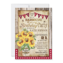 Rustiska solblommor Wood Gingham Checka födelsedag