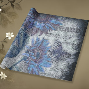 Rustiska solrosblommor, blåfenad efemär presentpapper