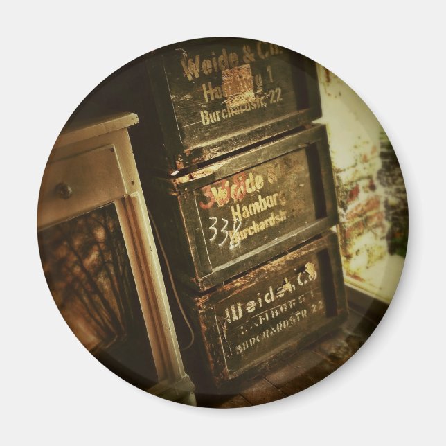 Rustiska staplade träboxar Låda-matade Magnet (Framsidan)