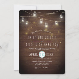 Rustiska strängar av Mason Burk Fireflies Bröllop Inbjudningar