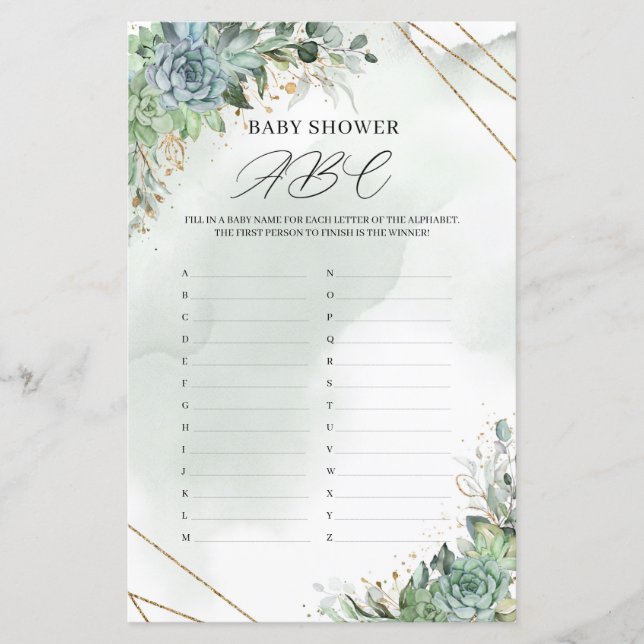 Rustiska subkulor från Greenery guld Baby Shower A (Framsida)