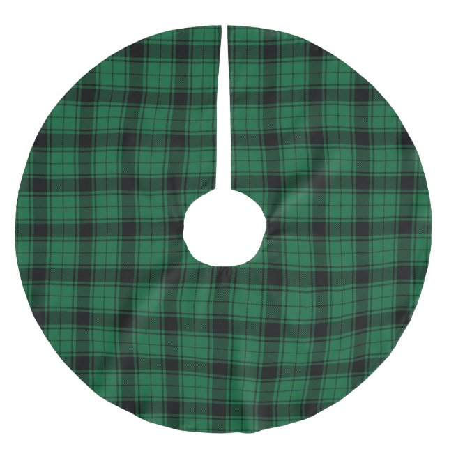 Rustiska svarta grönten tartan land mönster julgransmatta borstad polyester (Framsidan)