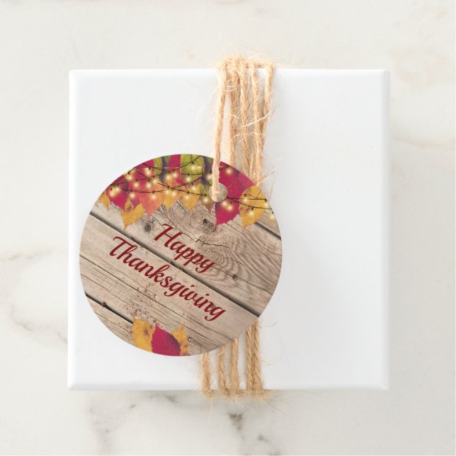 Rustiska Thanksgivingen Höst löv Firefly Ljus Gåvor Etiketter (På plats)