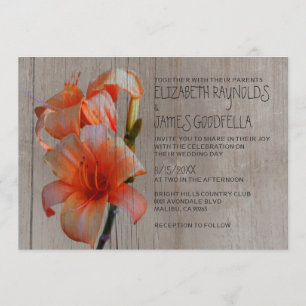 Rustiska tiger Lilies-bröllopsinbjudningar Inbjudningar