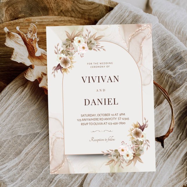 Rustiska torkade blommor Möhippa Party Inbjudningar (Skapare uppladdad)