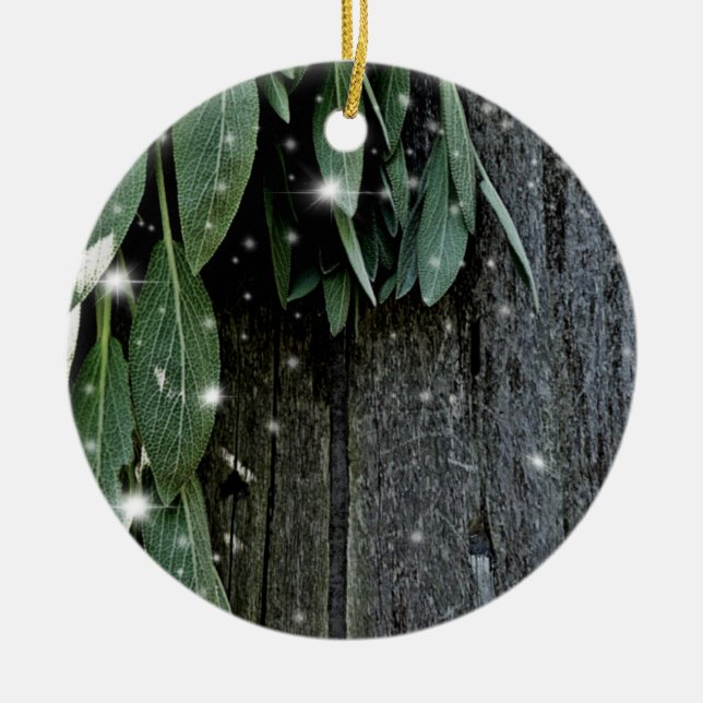 Rustiska trädgårdsdslingor, trä och sage | land ch julgransprydnad keramik (Framsidan)