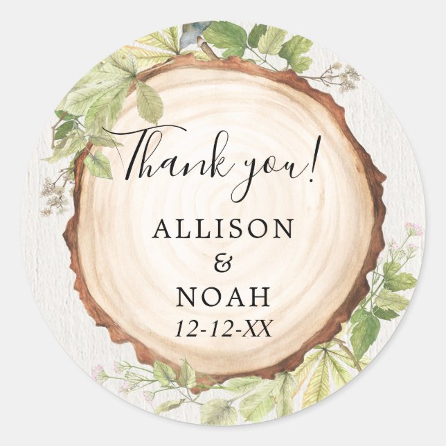 Rustiska trädsskikt utomhus runt klistermärke (Framsida)