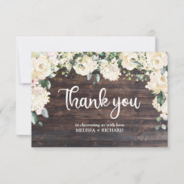 Rustiska trägreer i vit ros blommigt baby tack kort