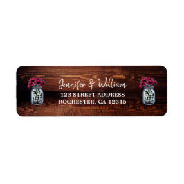 Rustiska trämason burk bröllop returadress etikett