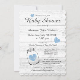 Rustiska trämössor, burk pojkduschinbjudningar inbjudningar