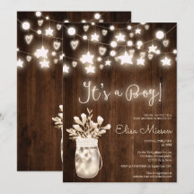 Rustiska trästrängar ljus Mason-babydusch