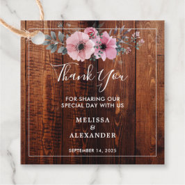 Rustiska vattenfärgade blommor, trä av Bröllop Tac Gåvor Etiketter