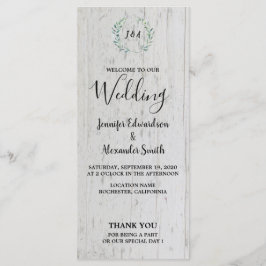 Rustiska vattenfärgade löv på lingträ bröllop program