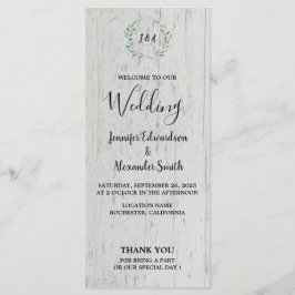 Rustiska vattenfärgade löv på lingträ bröllop program