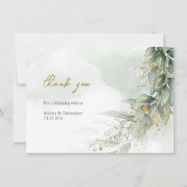 Rustiska vattenfärgen eucalyptus greenery guld tack kort