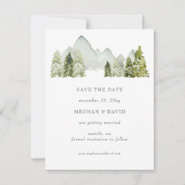 Rustiska vattenfärgsberg sparar datumet meddelande