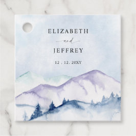 Rustiska vattenfärgsberg utomhus Gräs Bröllop Gåvor Etiketter