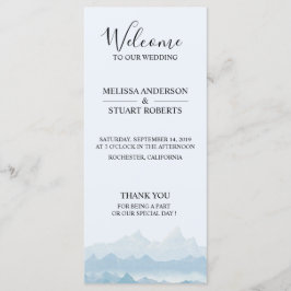 Rustiska vattenfärgsbergslandskapet bröllop program