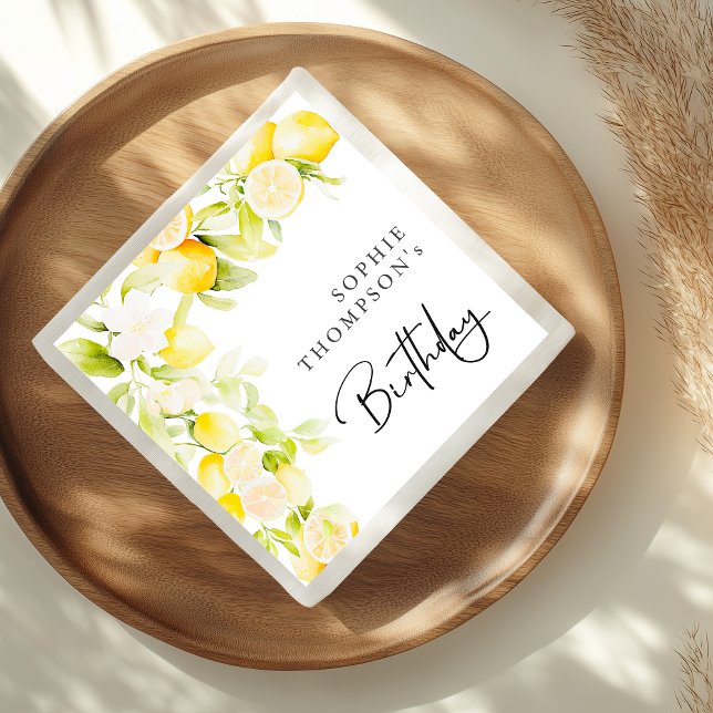 Rustiska vattenfärgscitroner födelsedag pappersservett (Skapare uppladdad)