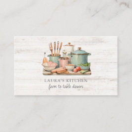 Rustiska vattenfärgsportar Pans Food Kitchenware W Visitkort