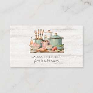 Rustiska vattenfärgsportar Pans Food Kitchenware W Visitkort
