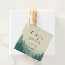 Rustiska vattenfärgsskogen träd bröllop Tack Gåvor Etiketter