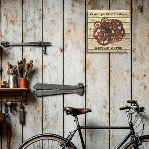 Rustiska växlar, raketer Steampunk Stil Square Wal Fyrkantig Klocka