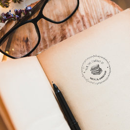 Rustiska Vintagen Bibliotek från Bibliotek Stämpel