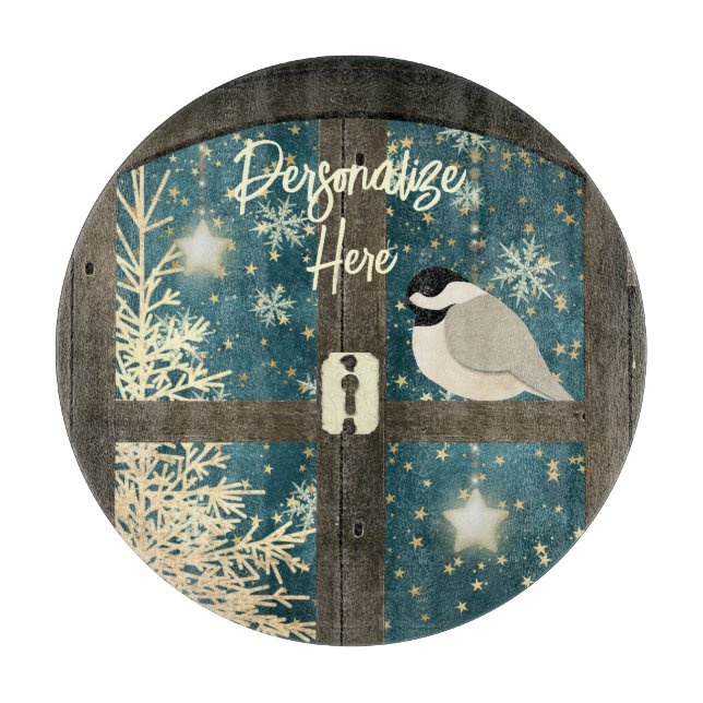 Rustiska vinterstjärnor för kabinfönster, snöfling (Framsidan)