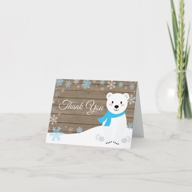Rustiska vintrarnas Polar Bear Snowflake Blue Tack Kort (Framsida)