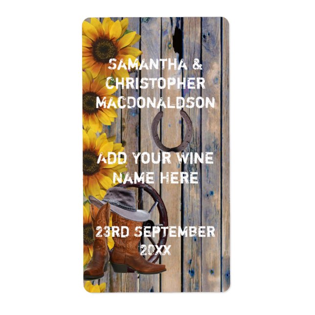 Rustiska westerna cowboyen land blommigt vin fraktsedel (Framsidan)