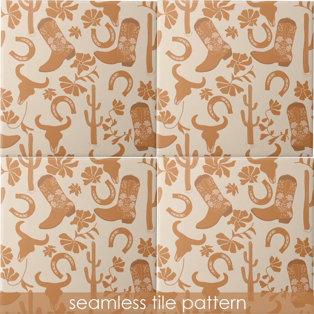 Rustiska Westerna jorden Tone Land CowboyBoots Kakelplatta (Rustic Western Earth Tone Country Cowboy Boots Ceramic Tile)