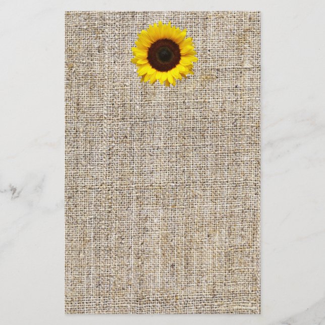Rustiska Westerna Land Burlap Solros Bröllop (Framsida)