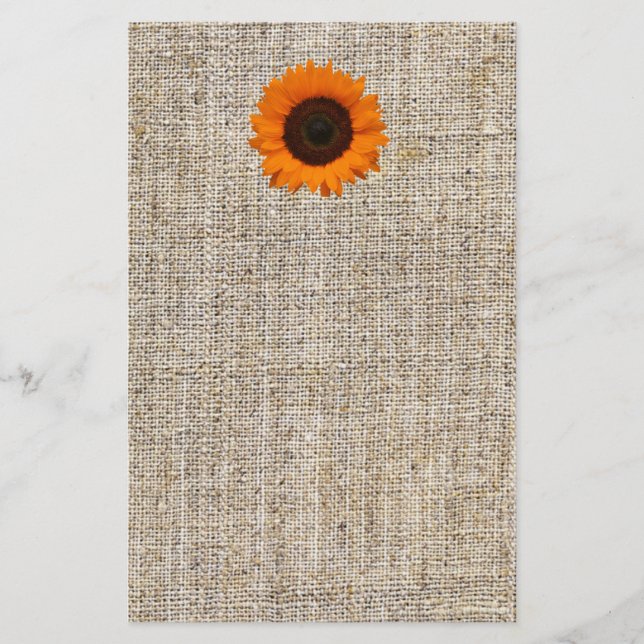 Rustiska Westerna Land Burlap Solros Bröllop Brevpapper (Framsida)