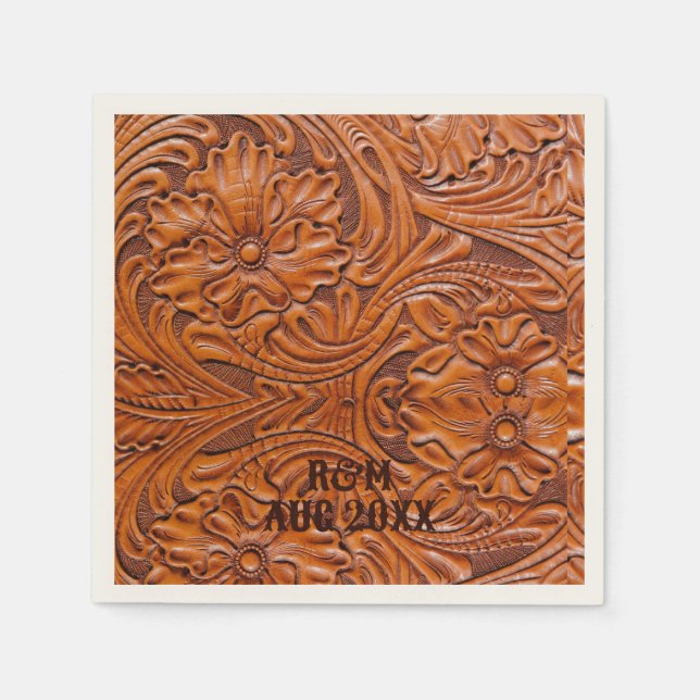 Rustiska westerna land cowboybröllopsförmån pappersservett (Framsidan)