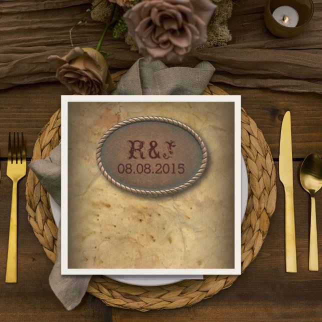 Rustiska westerna land cowboyladan bröllop pappersservett (Rustic western country cowboy barn wedding napkins)