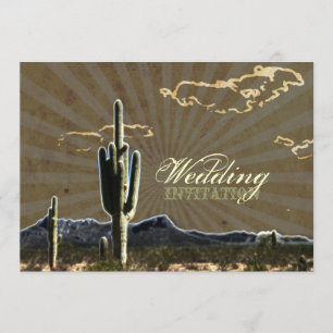Rustiska westernare land cactus bröllop inbjudningar